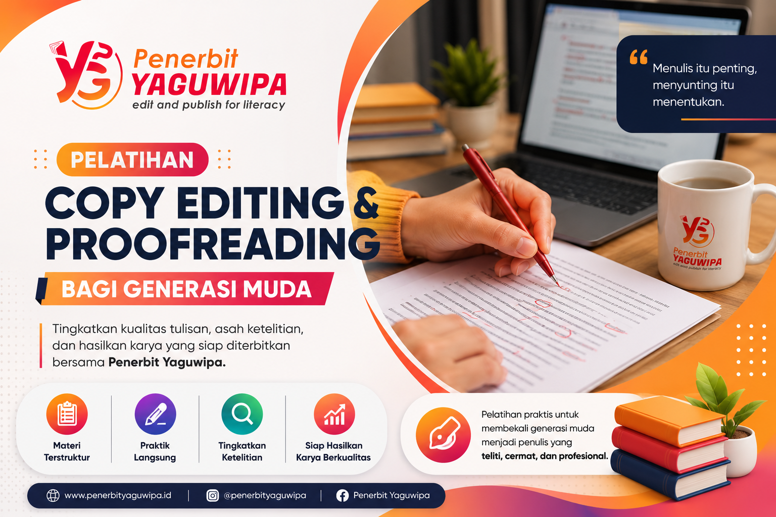 Penerbit Yaguwipa Hadirkan Pelatihan Copy Editing dan Proofreading untuk Tingkatkan Kualitas Karya Tulis Generasi Muda