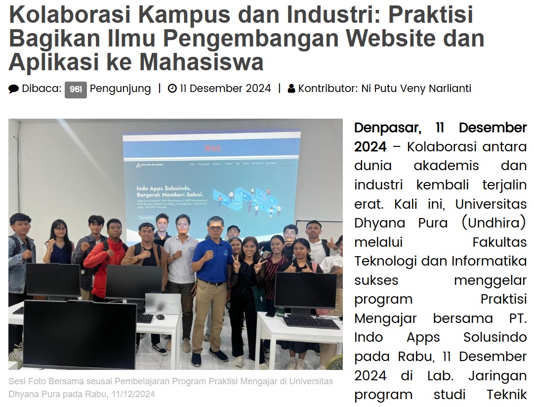 Kolaborasi Kampus dan Industri: Praktisi Bagikan Ilmu Pengembangan Website dan Aplikasi ke Mahasiswa