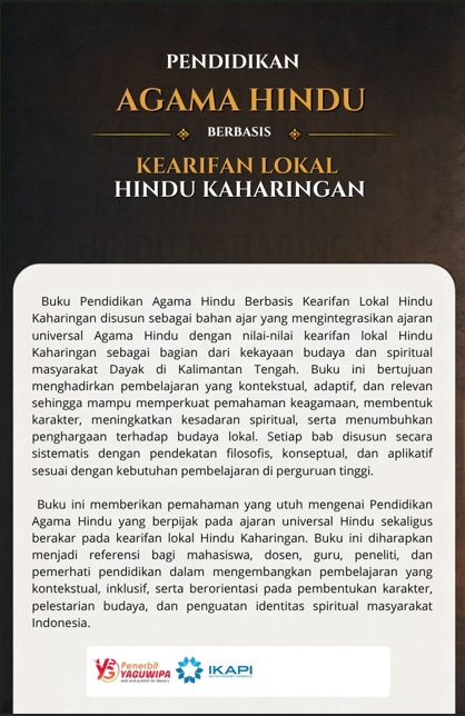 Pendidikan Agama Hindu Berbasis Kearifan Lokal Hindu Kaharingan  cover belakang