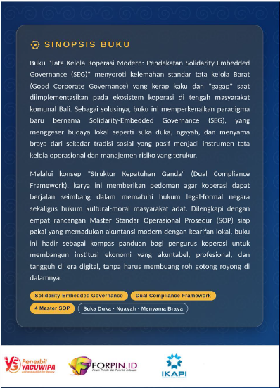 Tata Kelola Koperasi Modern: Pendekatan Solidarity-Embedded Governance (SEG) cover belakang