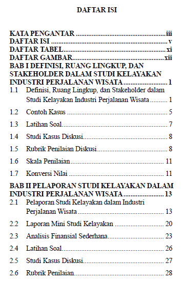 Studi Kelayakan Industri Perjalanan Wisata: Teori dan Praktik daftar isi