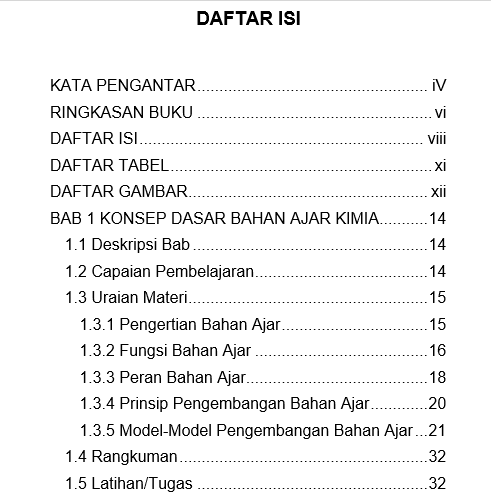 Pengembangan Bahan Ajar Kimia: Konsep, Desain, Digitalisasi, dan Inovasi daftar isi